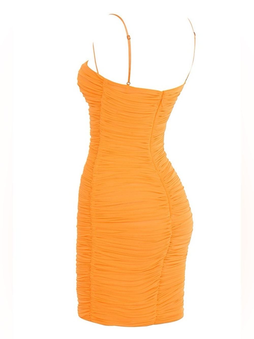 HOUSE of CB Tangerine Ruched Organza Mesh Mini Dress Sz. M - Picture 3 of 15